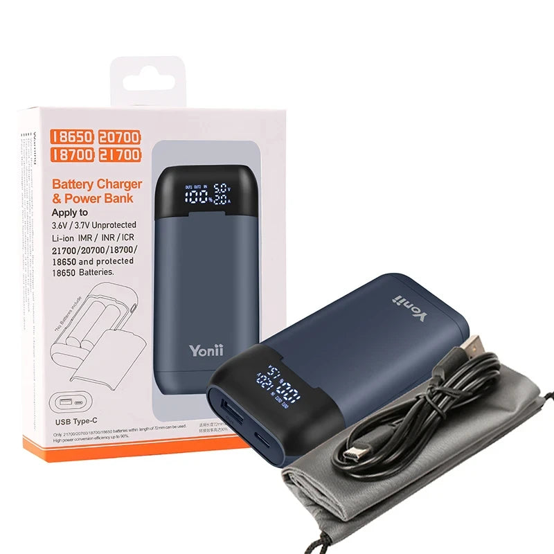 Battery Charger Case 18650 21700 20700 Rechargable Lithium Li-ion Batteries DIY Power Bank Portable Charger QC3.0 Fast Charging Oasis Select