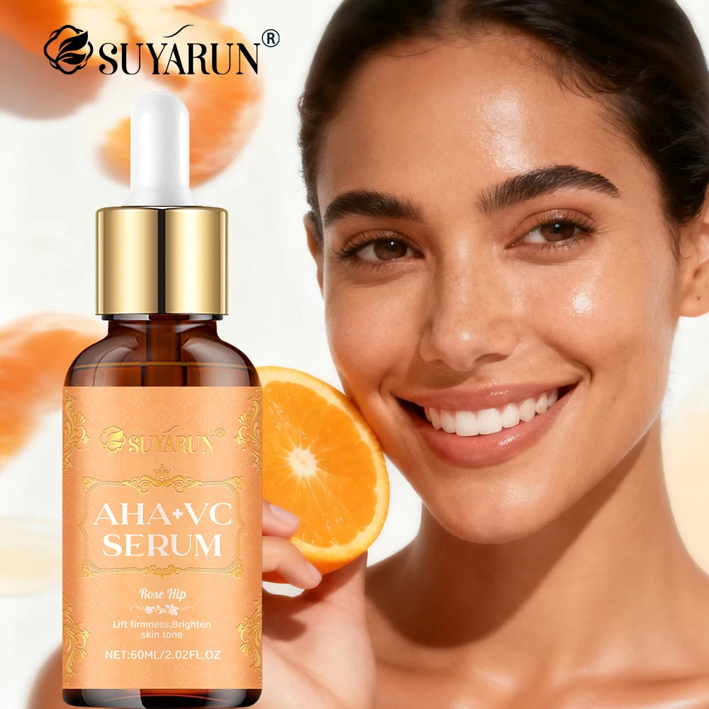 SUYARUN AHA + Vitamin C Serum - Exfoliating Brightening Facial Essence for Dark Spots, Dullness & Uneven Skin Tone. Oasis Select