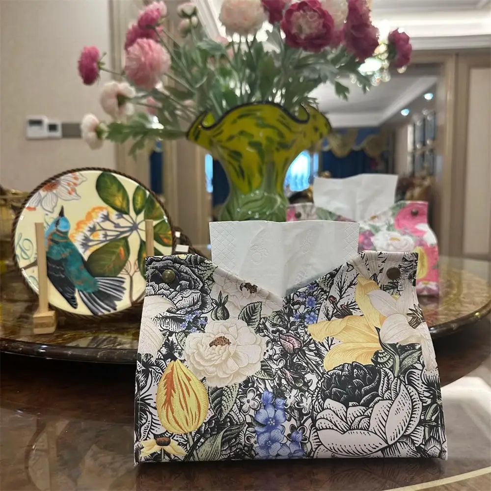 PU Leather Napkin Holder Tissue Bag Foldable Paper Organizers Box Oasis Select Grey