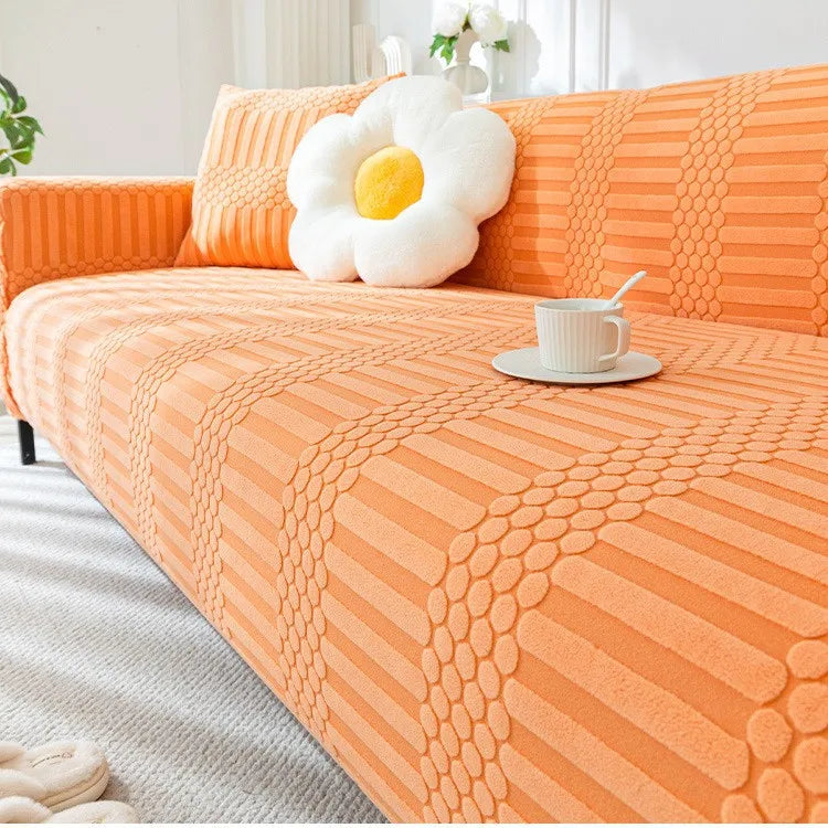 Cream-style Fully Wrapped Sofa Cover All-season Lazy Sofa Cover Cat Scratch-resistant Sofa Cushion Couch Covers for Sofas Oasis Select Beautiful orange 1 person 90-140cm
