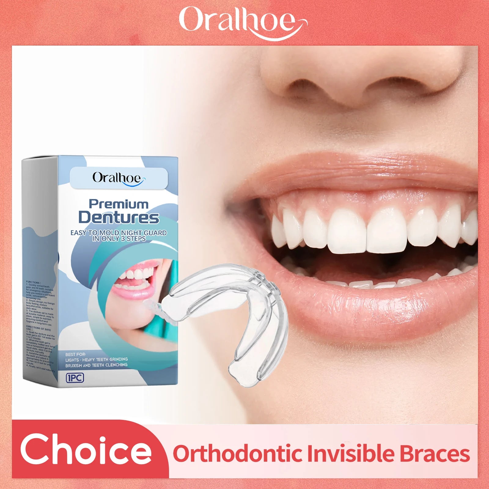 1pcs Mouth Guard Braces Teeth Protector Dental Orthodontic Anti Snoring Device Prevent Bruxism Teeth Retainer Invisible Braces Oasis Select