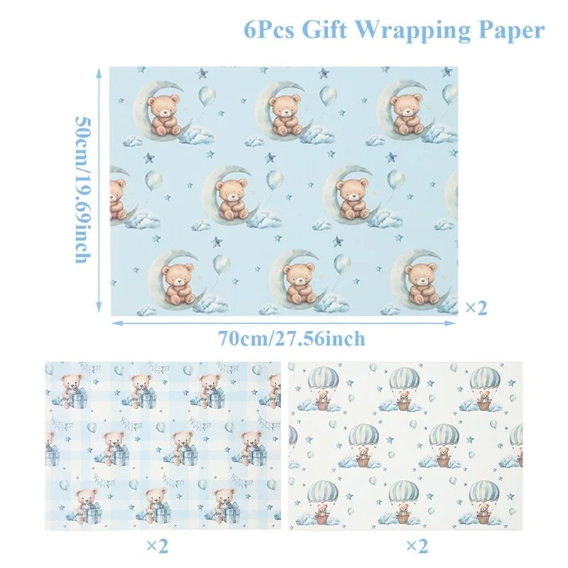 6Pcs Pink Bow 50x70cm Per Sheets Bow Theme Wrapping Paper Sheet Packaging For Kids Birthday Gift Wrap Craft Paper Decor Gifts Oasis Select E