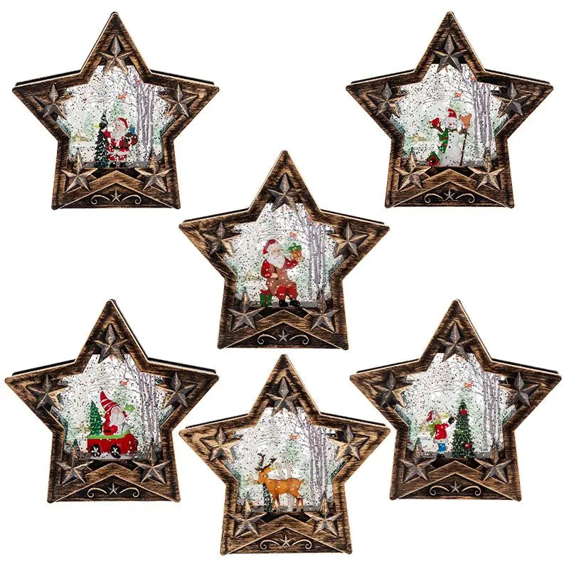 Christmas Decorative Crystal Balls Snowflakes Illuminated Santa Claus Lights Creative Christmas Gifts Oasis Select
