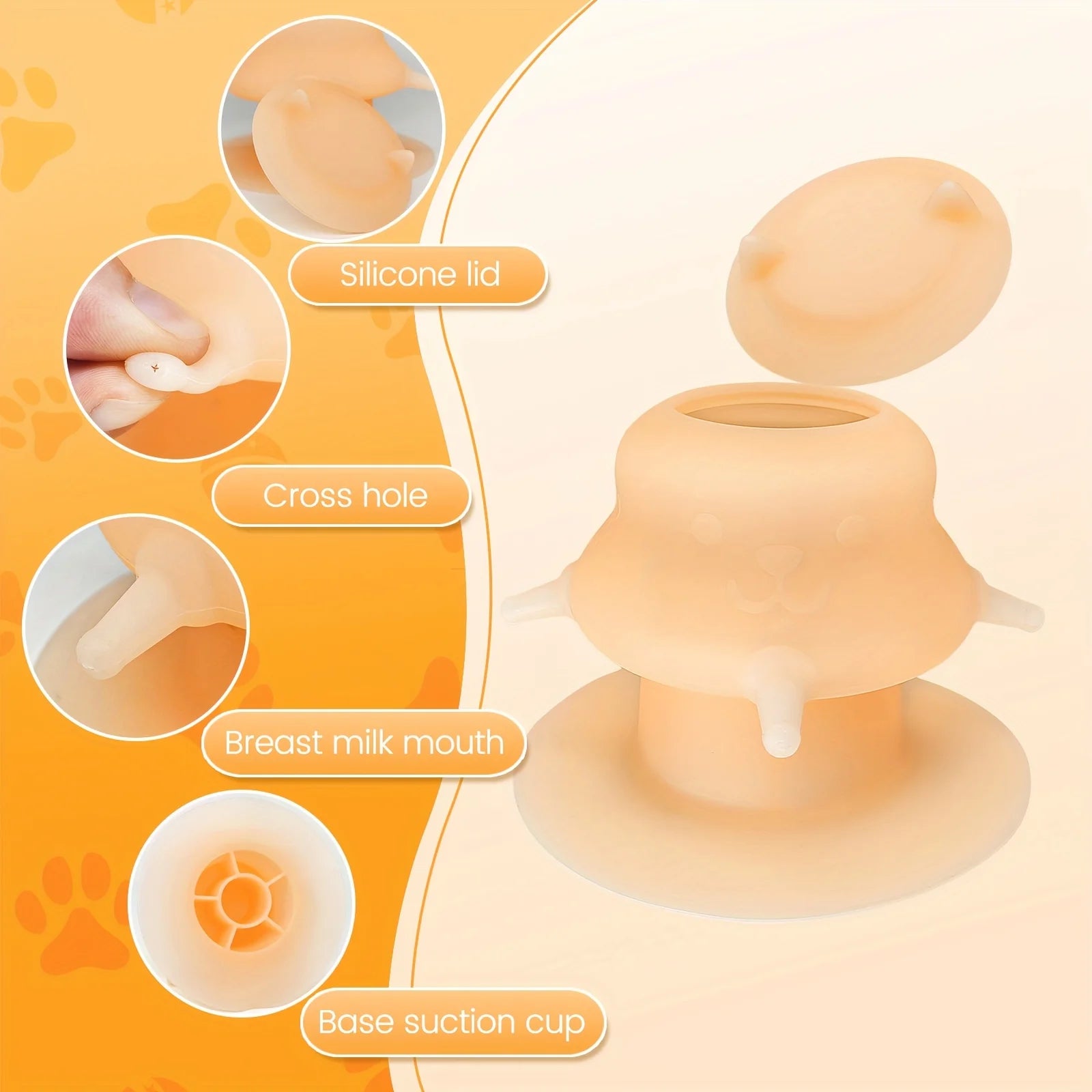 2025 New Kitten Feeding Device, 7.78 oz, with 4 soft and durable silicone pacifiers for easy feeding pet products cat dog Oasis Select buff 1pc