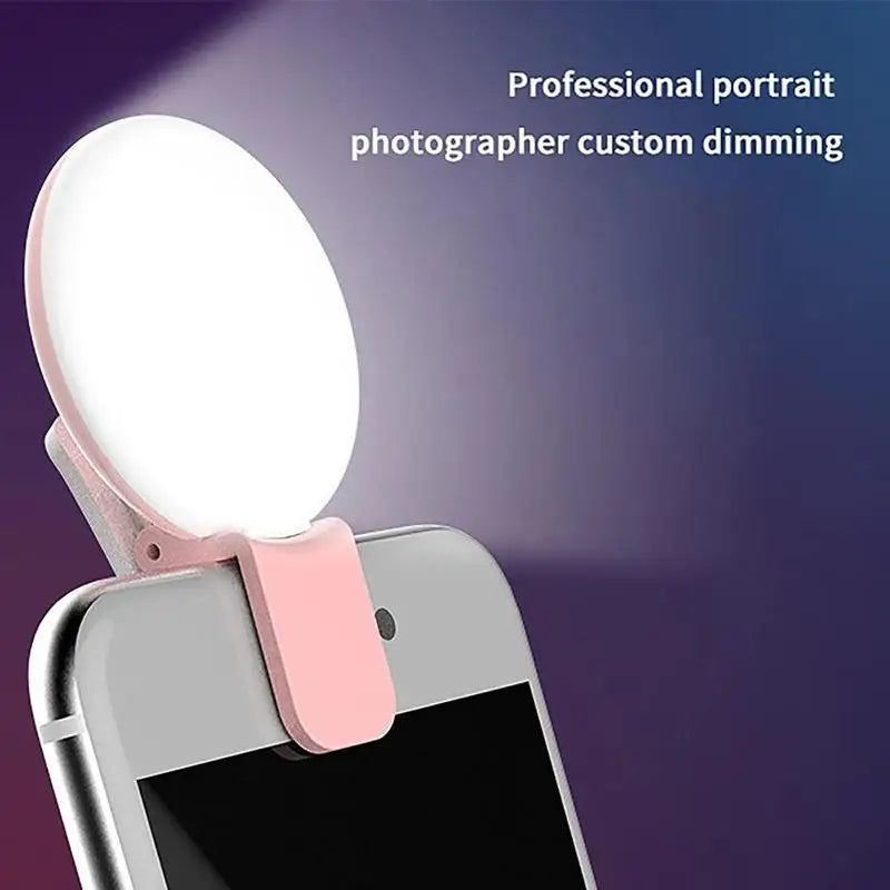 Mobile Phone LED Selfie Ring Light Portable Mini Durable Practical Three Stop Dimming Circle Photography Clip Fill Light Oasis Select