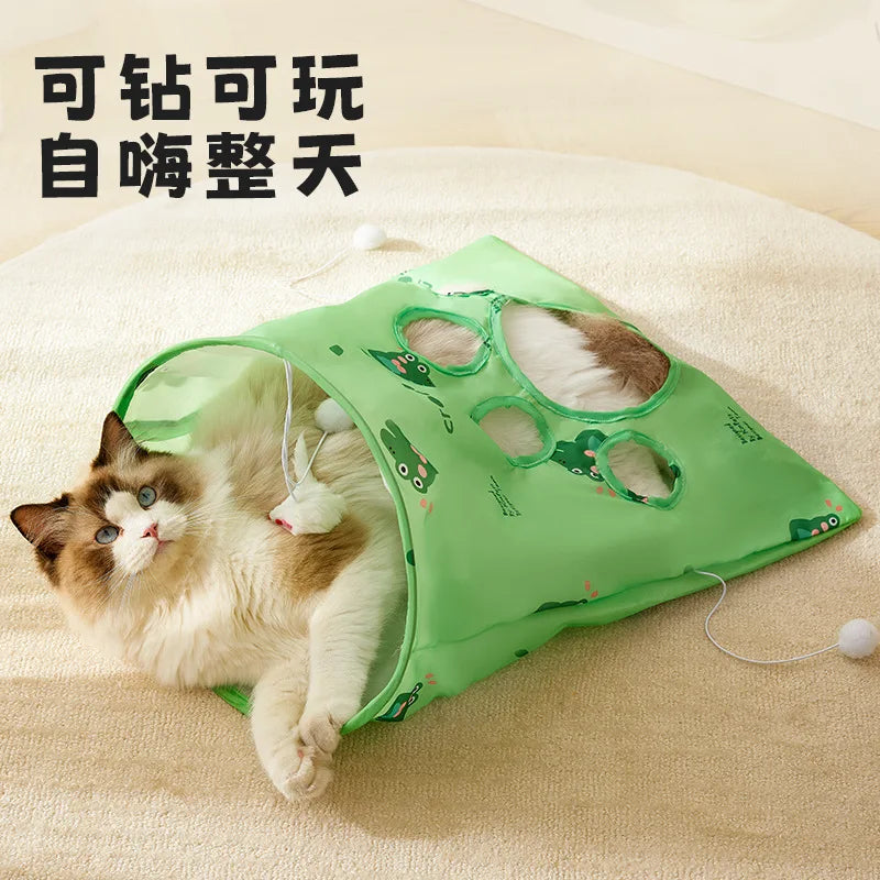 New Foldable Ring Paper Cat Tunnel Toy Cat Drill Pocket Rolling Earth Dragon Channel Toy Oasis Select Green Dinosaur