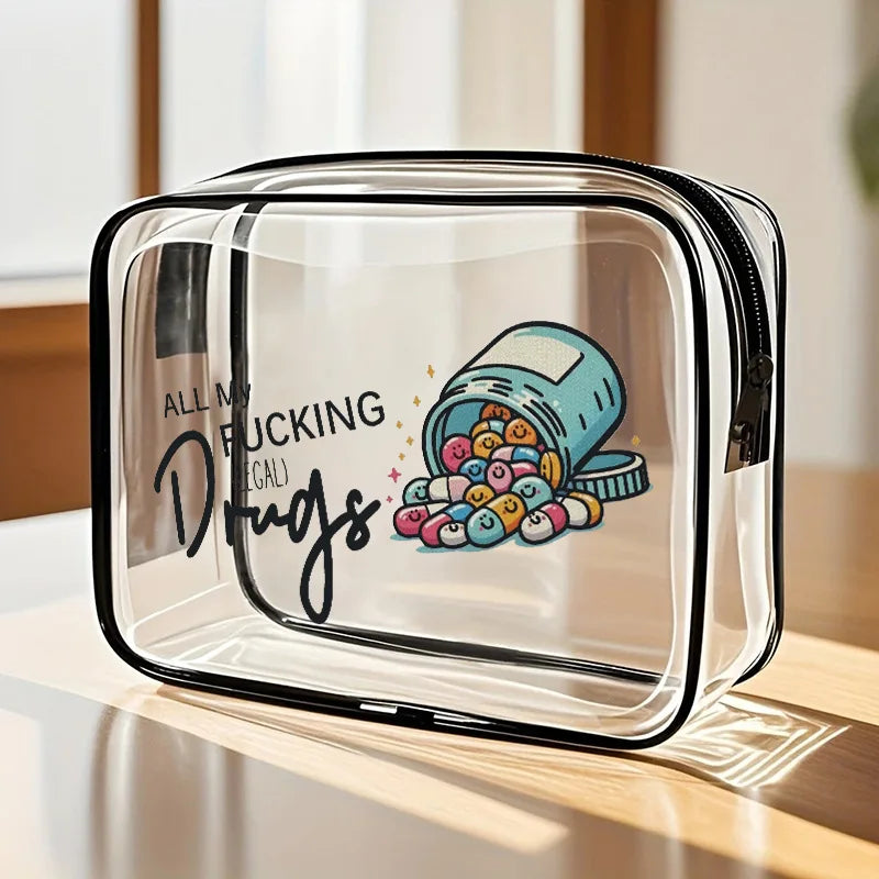Waterproof Transparent PVC Zipper Makeup Bag Portable Travel Toiletry Storage Bag Cosmetic Organizer Case Cosmetic Bag Oasis Select medicine bottle