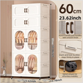 60cm Double-Door Foldable Wardrobe with Wheels - Large Capacity Magnetic Closure Storage for Clothes/Quilts, Bedroom/Living Room Oasis Select 2 cabinets 2 drawers