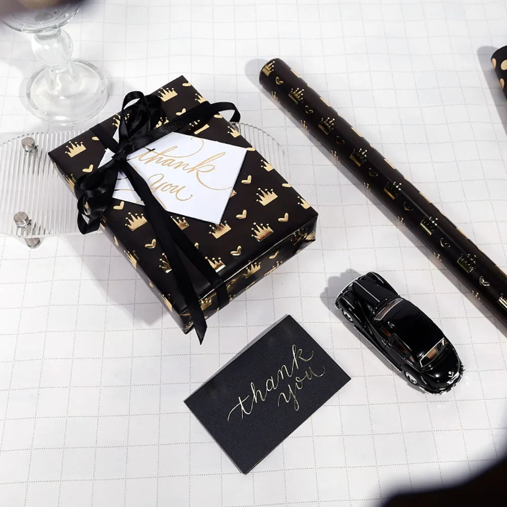 43x300cm Black Gold Gift Wrapping Paper Polka Bouquet Packaging Paper Christmas Valentines Day Birthdays Gifts Decorations Paper Oasis Select