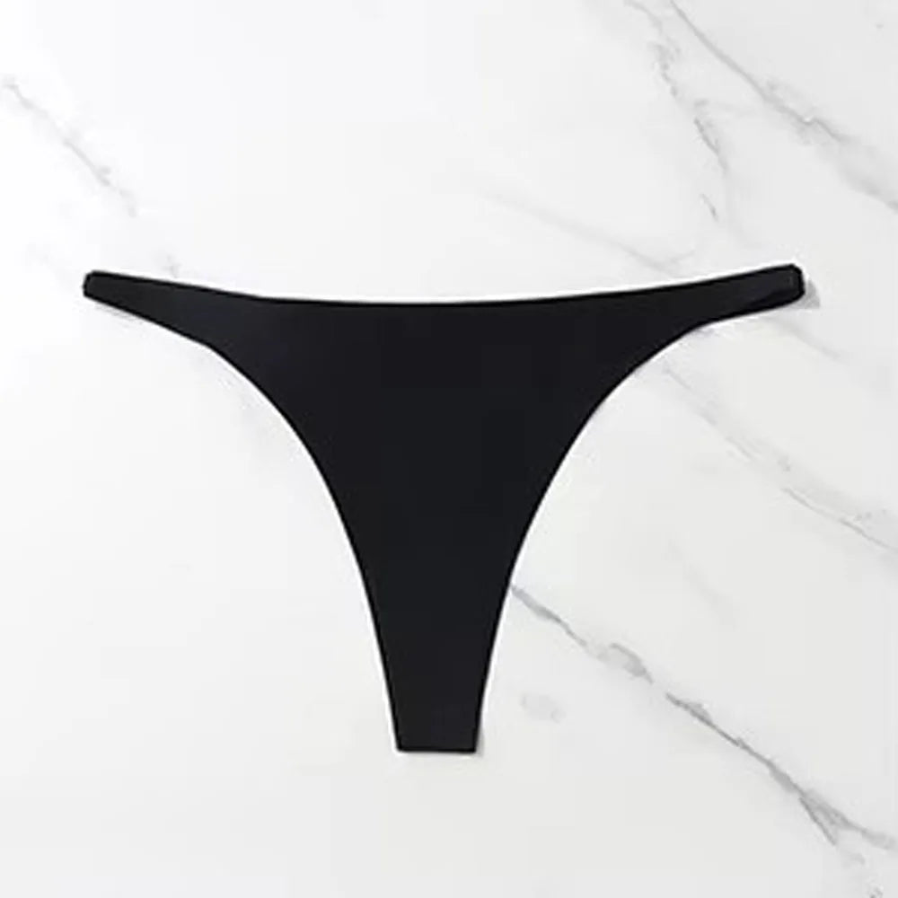 1-4Pcs Ice Silk Seamless Panties For Women Soft Thin Band Thongs Woman Satin Underwear Female Bikini Panties String Tangas Mujer Oasis Select black 1pc L