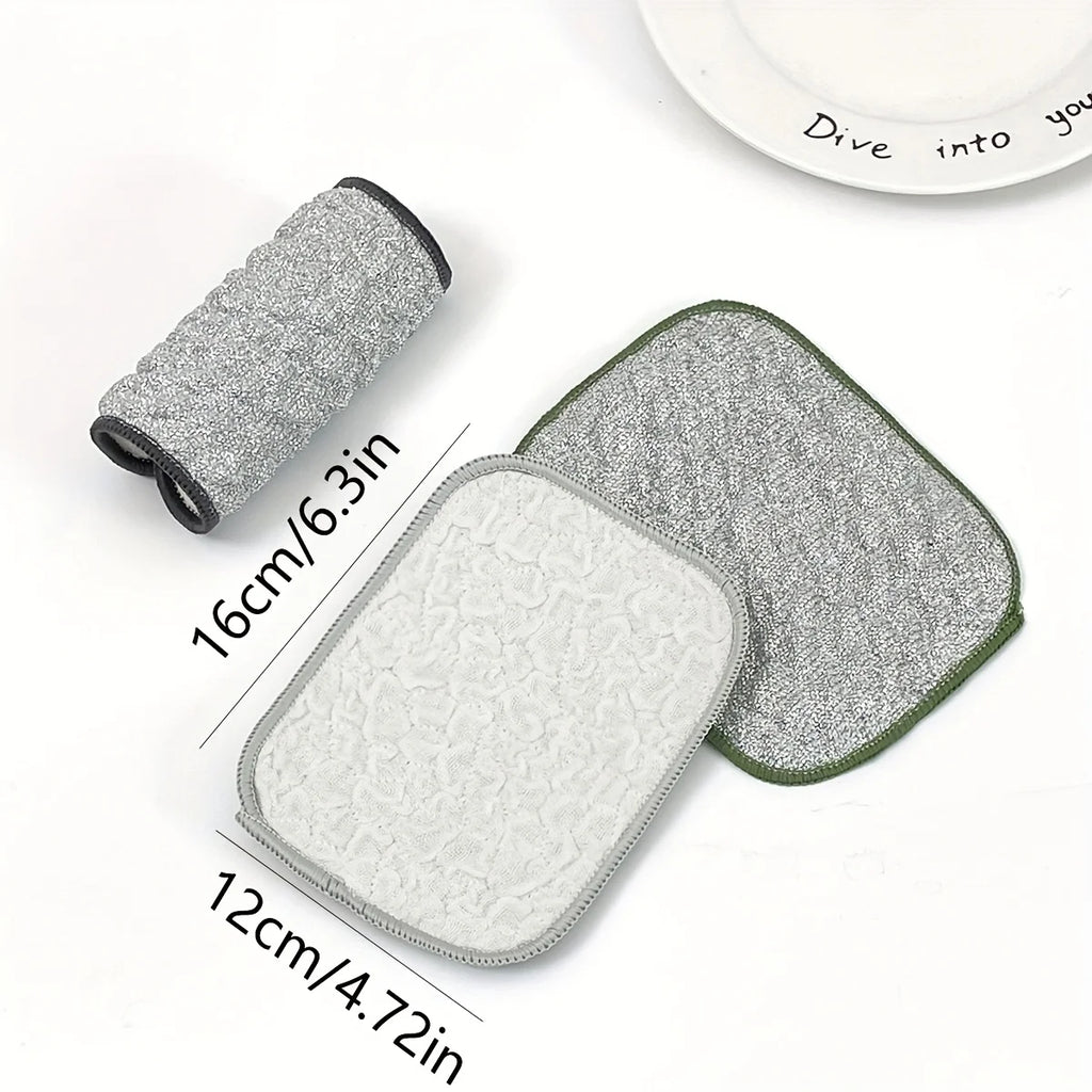 Microfiber Double-Side Dishcloth – Reusable Non-Stick Washcloth