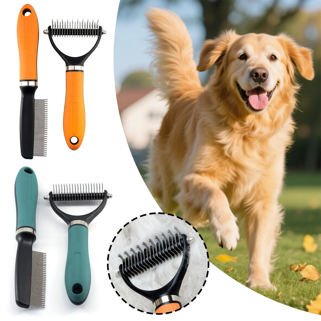 HOBBAGGO Pet Grooming Rake & Dematting Brush Set – Dogs & Cats