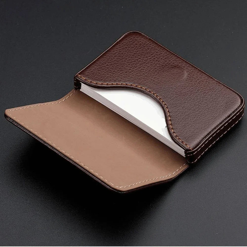 Sized Stitched PU Leather Credit Card Holder Visiting Business Card Case Wallet with Magnetic Shut for Men & Women Oasis Select