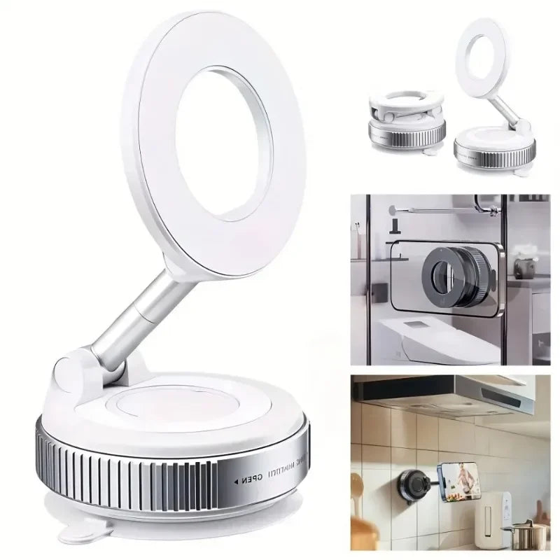 Car Phone Holder Multifunctional Foldable Vacuum Magnetic Phone Holder Suitable for Gym Bathroom Mirrors Ceramic Tiles Marble Oasis Select