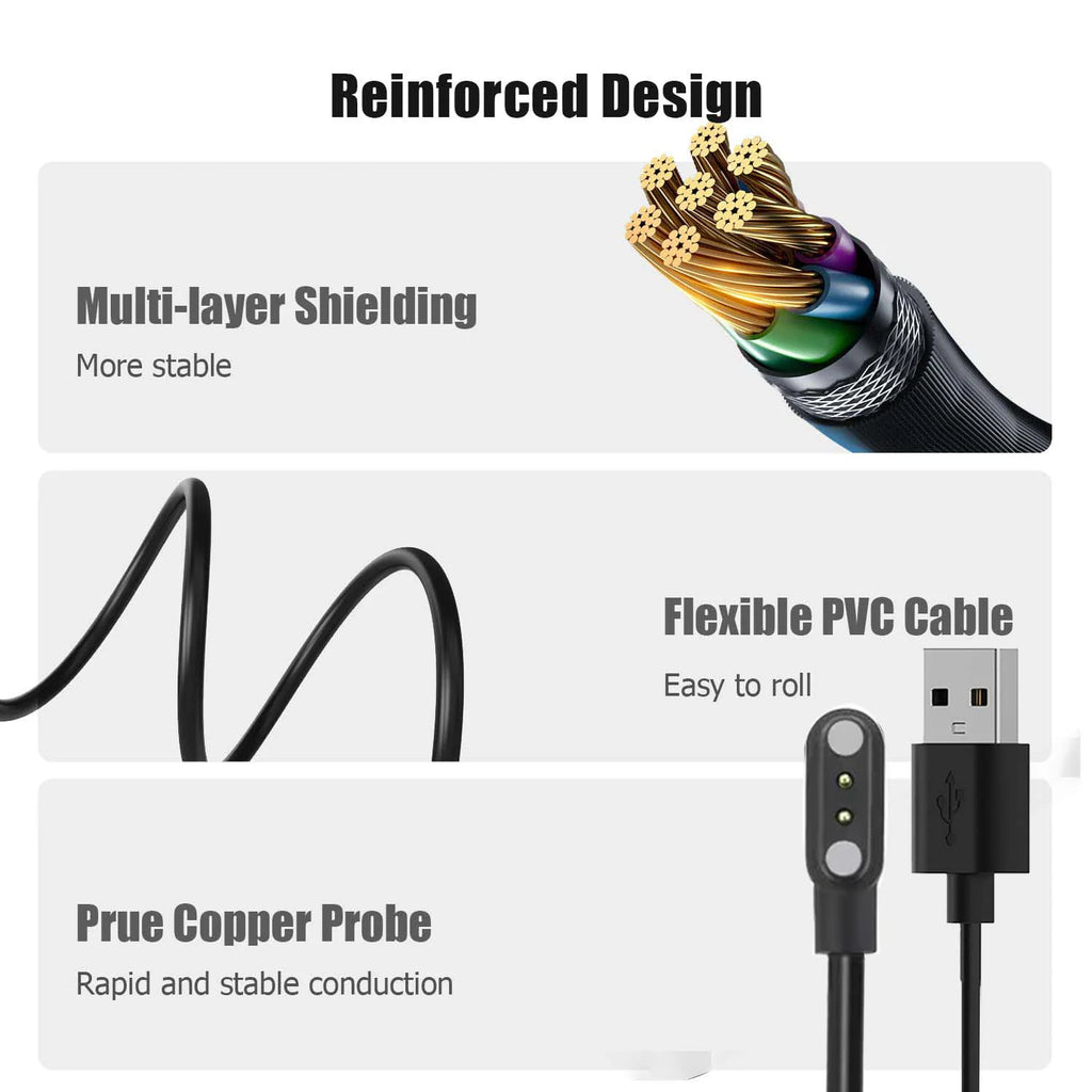 2-Pack Magnetic USB Charger for YAMAY Willful Letsfit Smart Watch Smart Watch Charger Oasis Select
