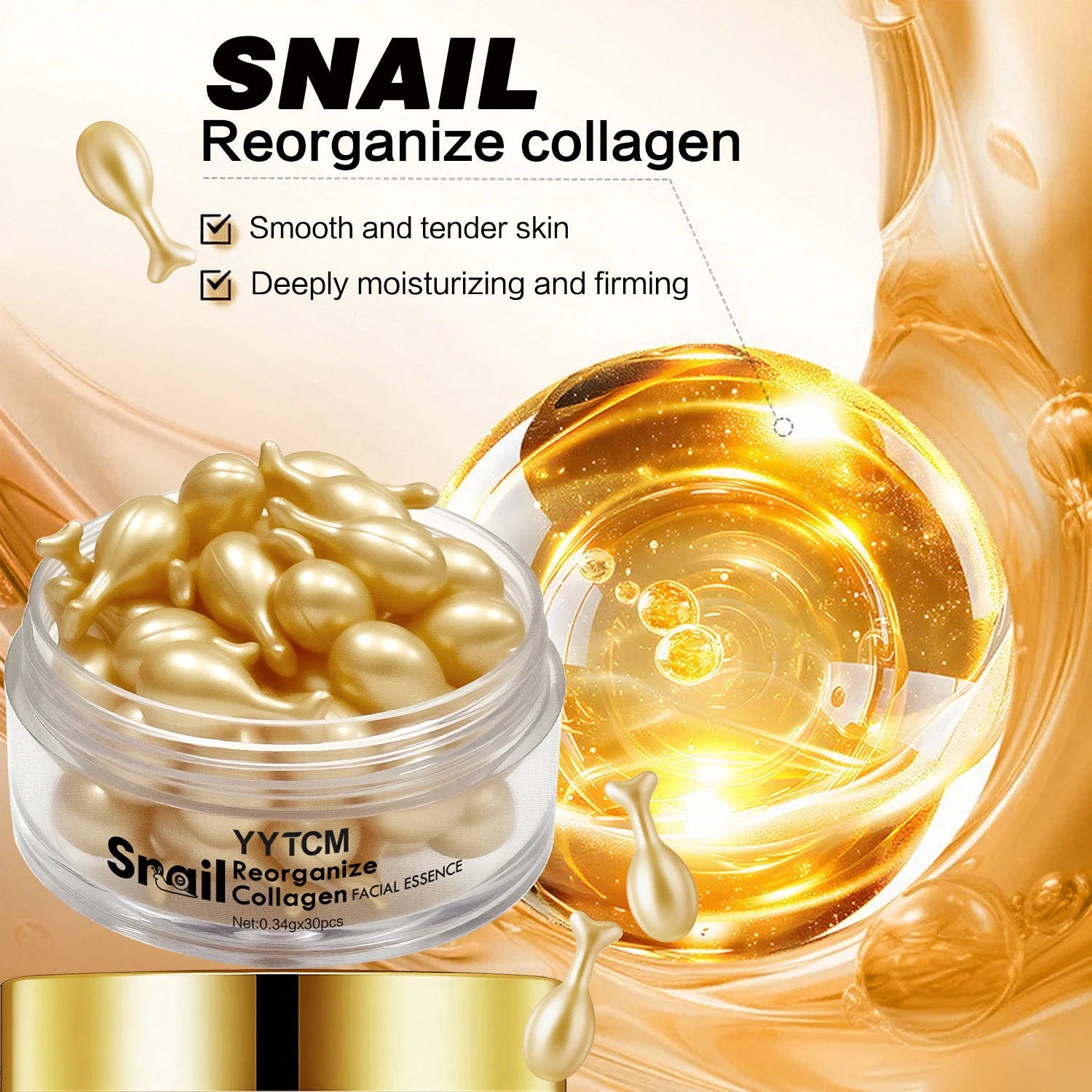 Snail Collagen Serum Capsules – Hydrating, Firming & Squalane Face Serum Capsules Oasis Select