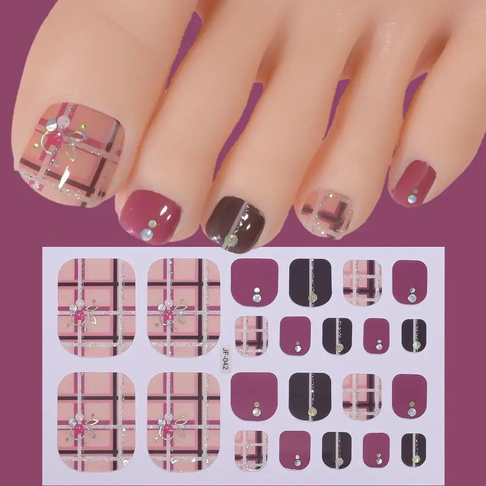 22tips/Sheet Glitter Toenail Stickers Glittering Full Wraps for Summer Pool and Beach for Nail Art and Decorative Nail Decals Oasis Select L