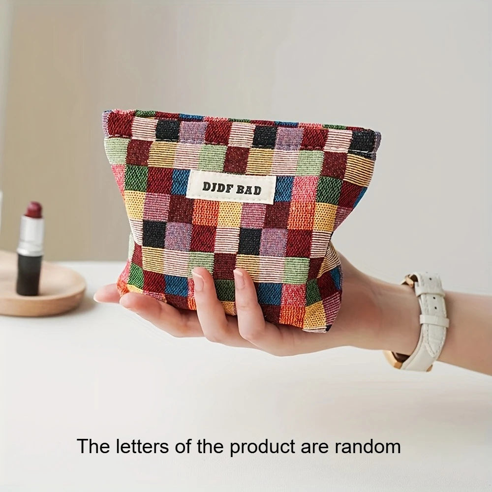 1pc Mini Female Cosmetic Bag Portable Red Soft Small Sanitary Napkin Storage Bag Commuter Coin Key Bag Portable Bank Card Bag Oasis Select