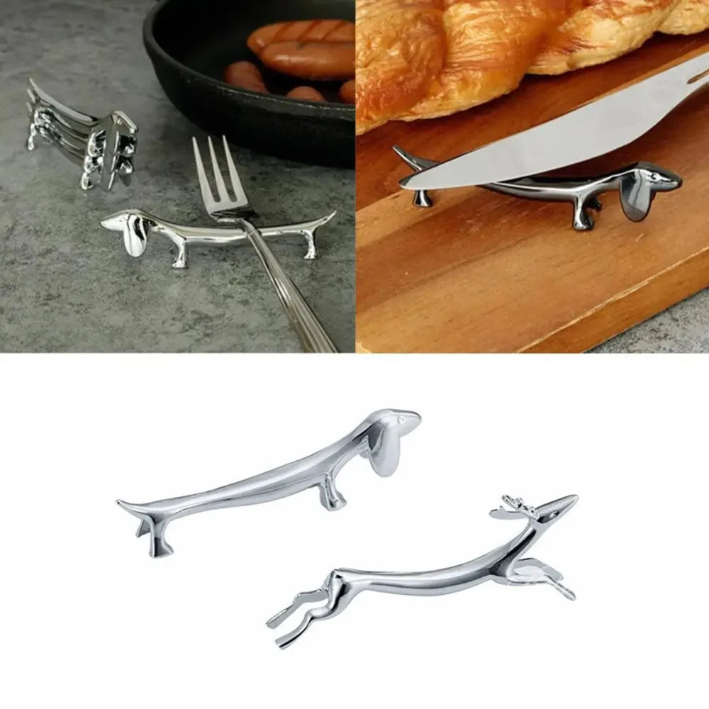 Zinc Alloy Fawn & Dog Cutlery Holder | Tableware Rack
