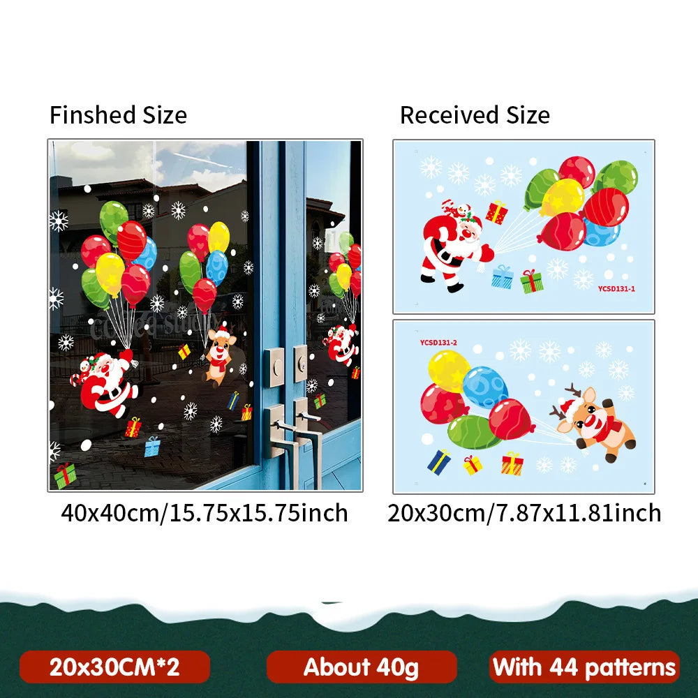 Christmas Static Stickers Door Layout Decorative Painting Window Display Flower Stickers Festive Atmosphere Decoration Oasis Select YCSD131
