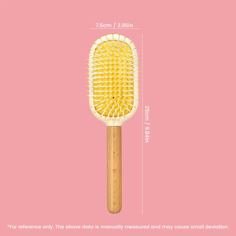 Pastel Air Cushion Hair Brush – Oak Wood Handle & Soft Bristles Hair Brush Oasis Select