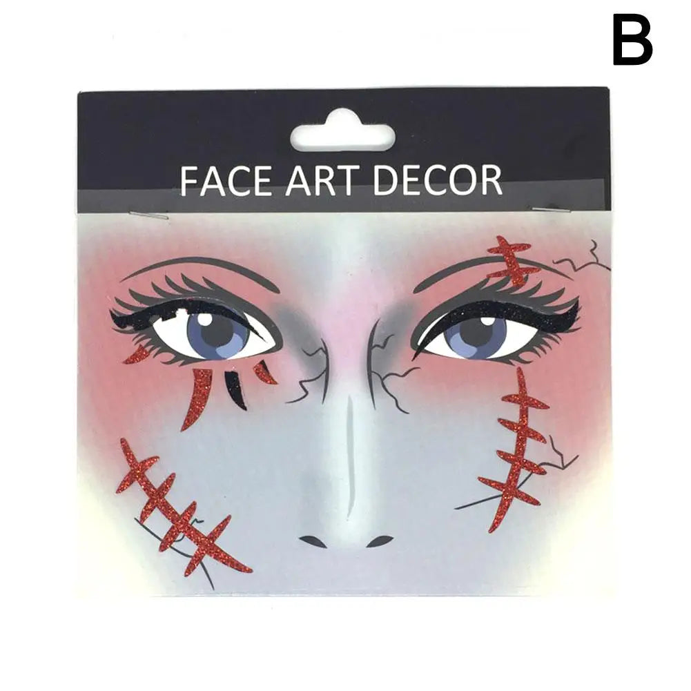 Halloween Theme Face Jewels Rhinestones Temporary Crystal Stickers Face Gems Self- Adhesive Glitter Jewel Tattoo Sticker Makeup Oasis Select B