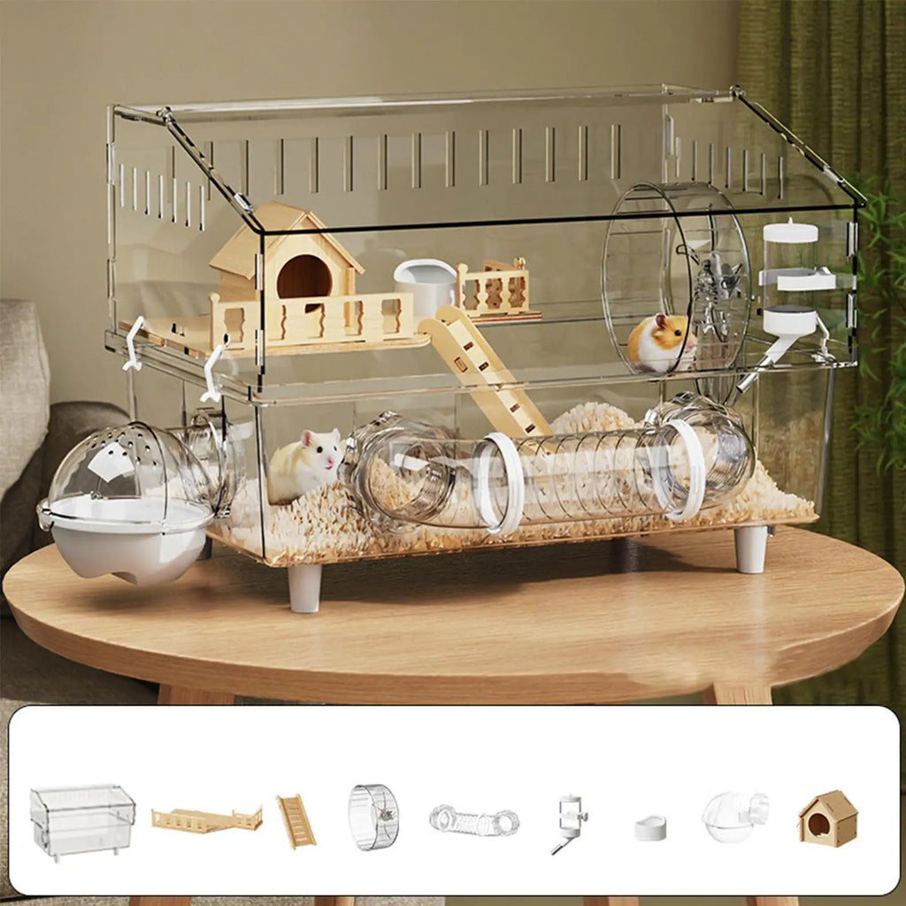 17.7x11.8x13.5 in Enrichment Detachable Crate Large Hamster Cage Pet Mouse Cage for Outdoor Travel Pet Small Animal House Play Oasis Select