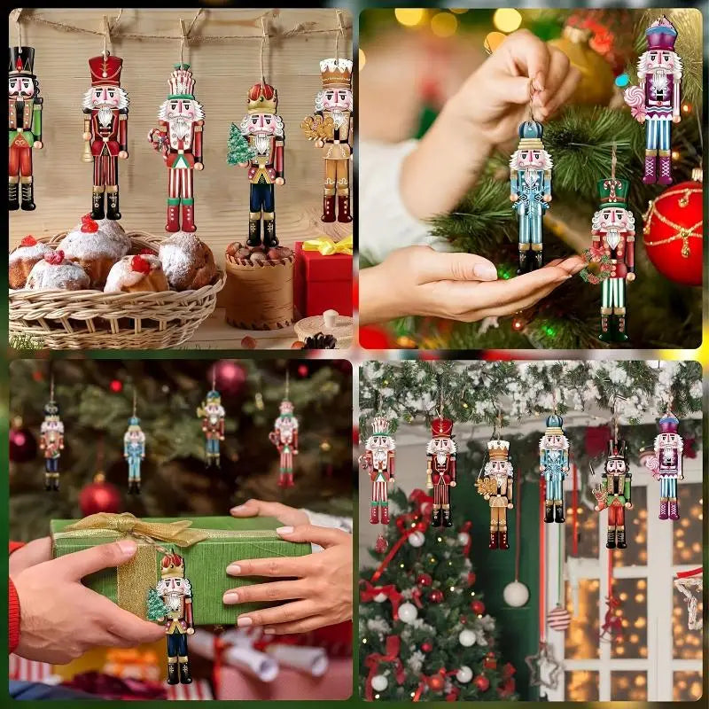 12pcs Christmas Nutcracker Set 8cm Wooden Soldier Dolls for Xmas Tree Holiday Home Office Table Decorations Oasis Select