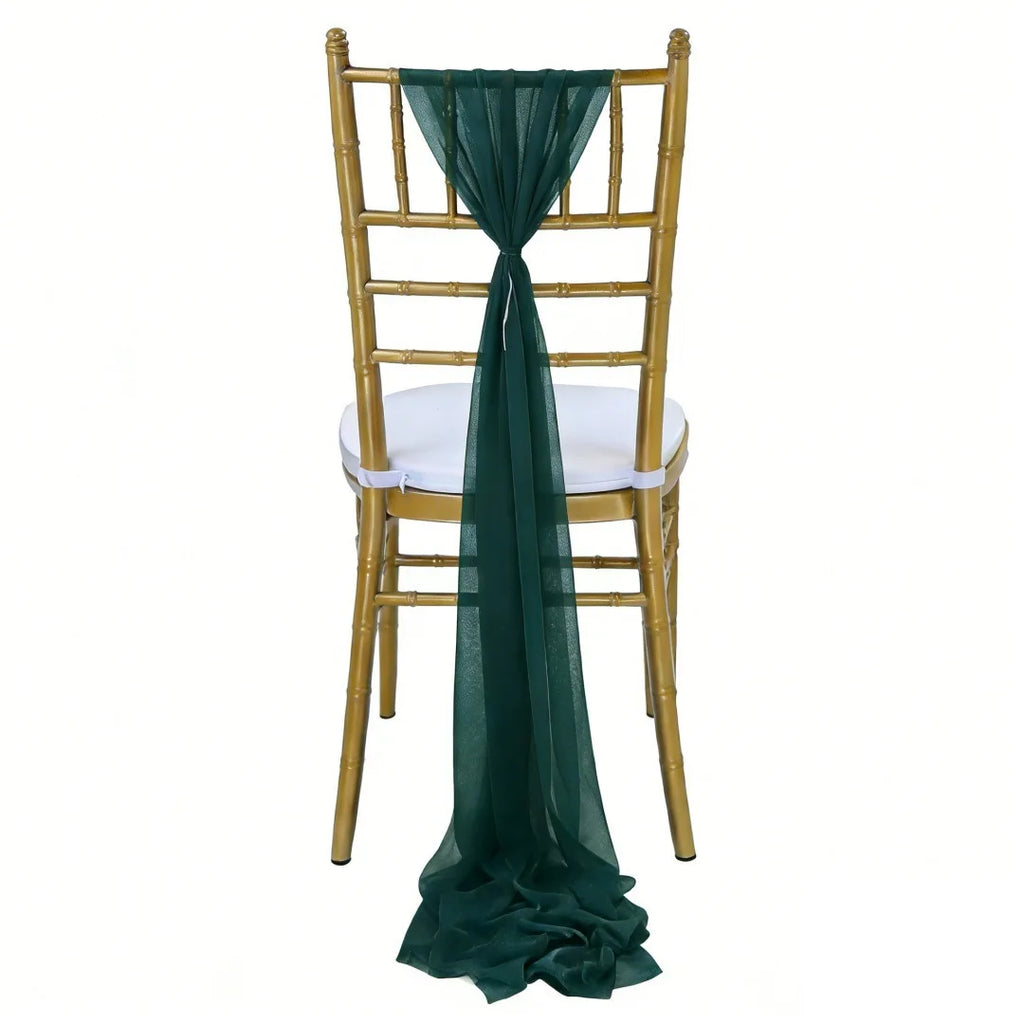 Wedding Chair Sash Beauty Tulle Polyester Streamer Hotel Banquet Decoration Chair Cover Tie Ribbon Bow Oasis Select Dark Green