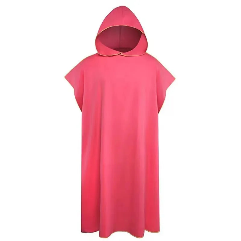 Microfiber Hooded Swim Robe Wearable Towel Bathrobe for Adult Beach Pool Quick Dry Absorbent Wrap with Pocket Oasis Select Red