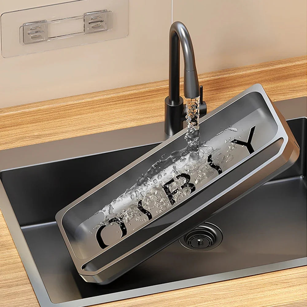 Kitchen Sink Organizer Drain Rack Self-draining Shelf Sponge Holder Dishcloth Faucet Storage Soap Drainer Kitchen Accessories Oasis Select