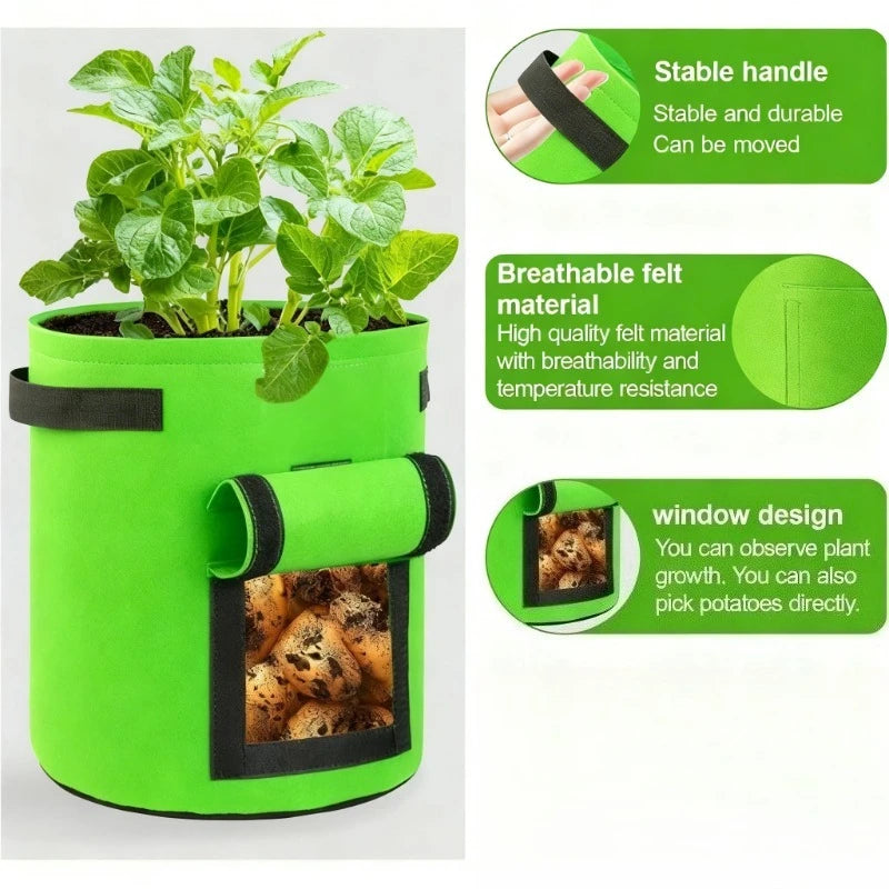 1PC Felt Potato Planting Bag Large Diameter Vegetable Plant Seedling Bag Non-Woven Felt Potato Growing Bucket Oasis Select