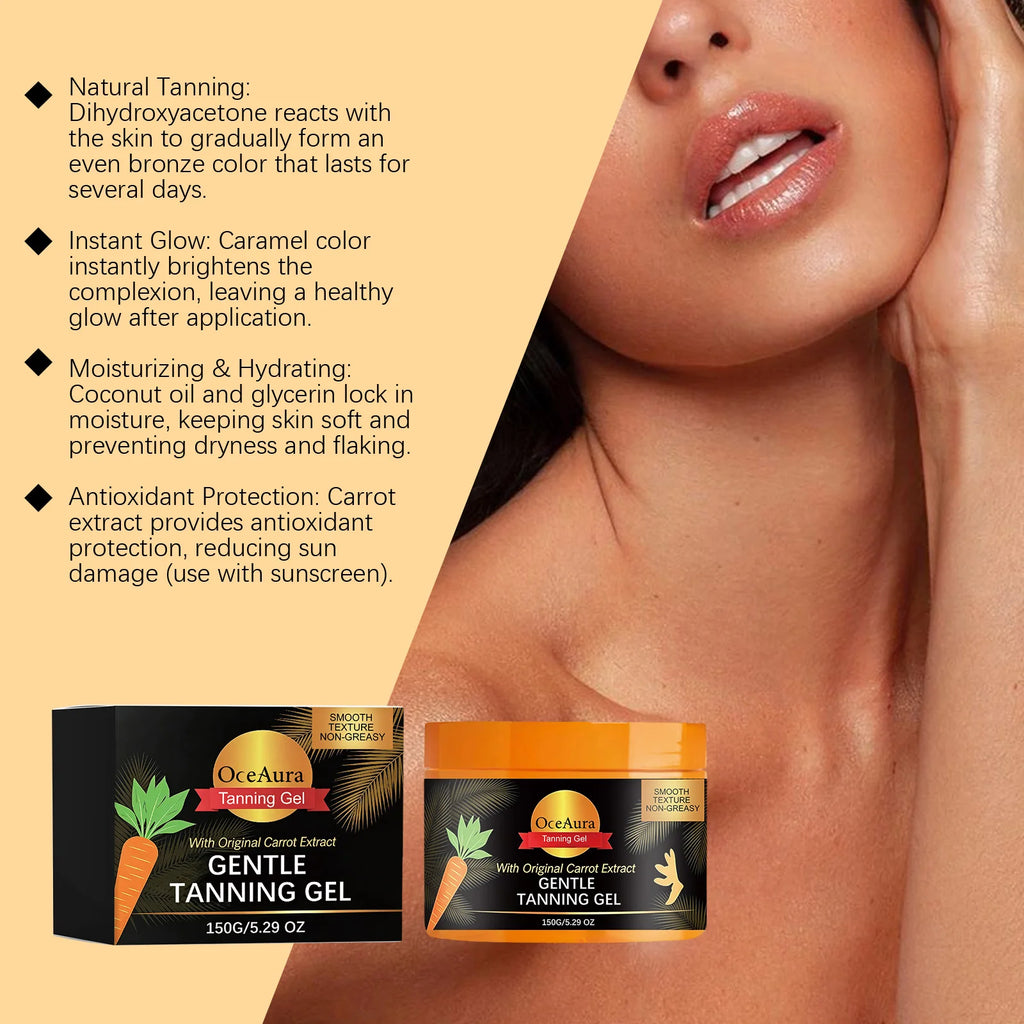 Carroten Gentle Tanning Gel Natural-Looking Sunless Tanner for Body Streak-Free Gradual Tan Hydrating Body Bronzer Non-Greasy Oasis Select