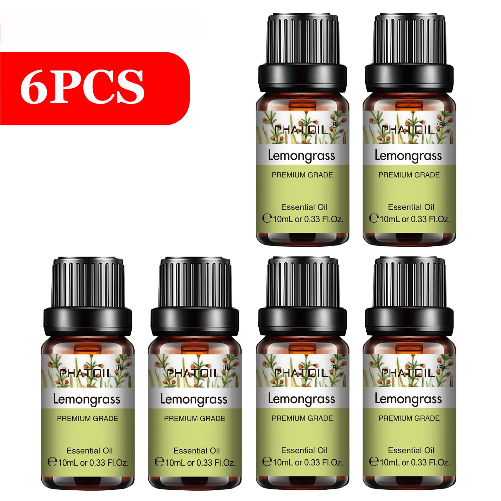 PHATOIL 6-Piece Pure Essential Oil Set – Diffuser & Aromatherapy