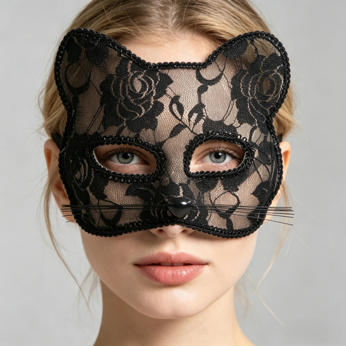 2-Pack Lace Cat Masks – Masquerade, Cosplay & Halloween Costume Face Mask Oasis Select