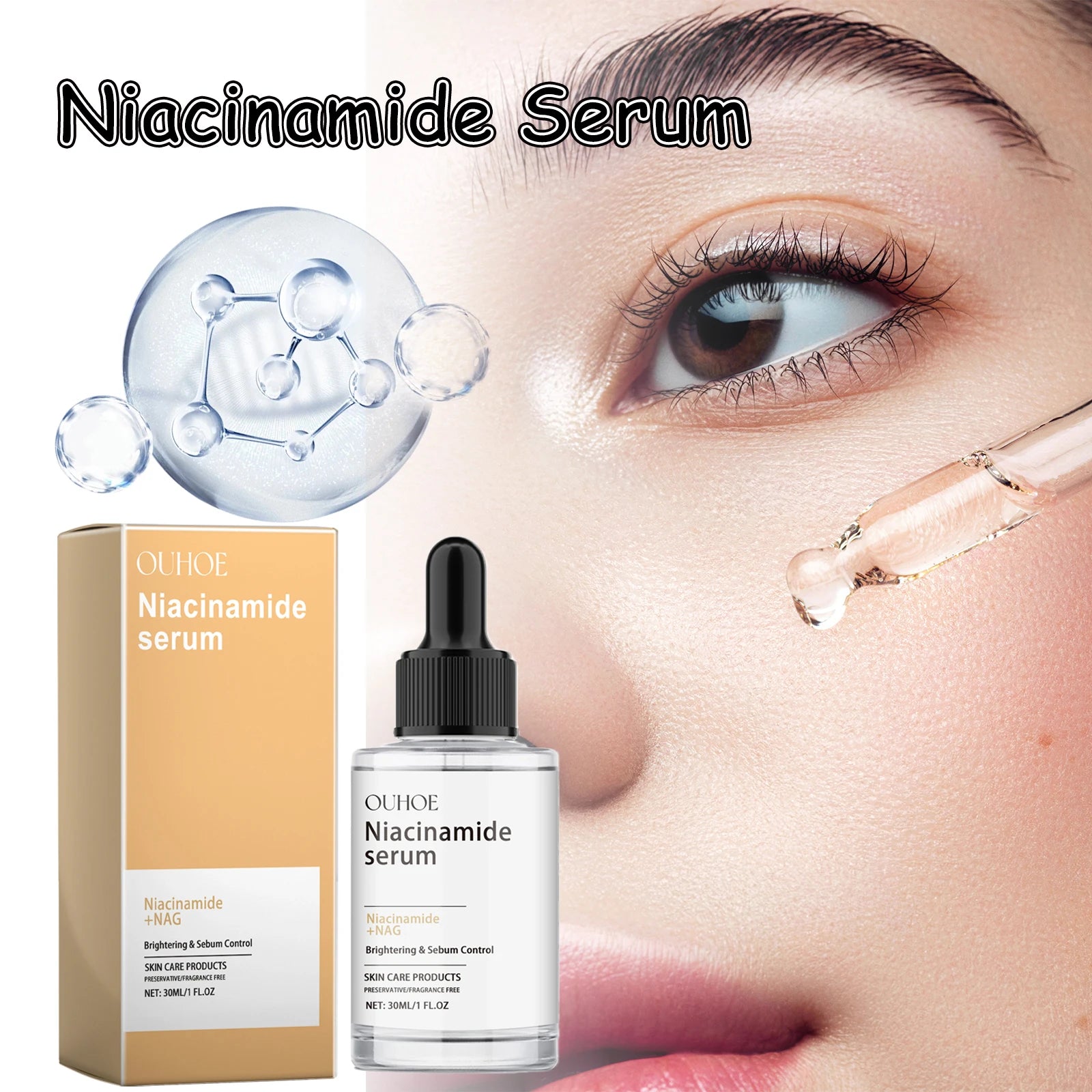 Nicotinamide Face Serum Brightening Moisturizing Smoothing Shrink Pores Facial Essence Glowing Facial Moisturizer for Daily Skin Oasis Select