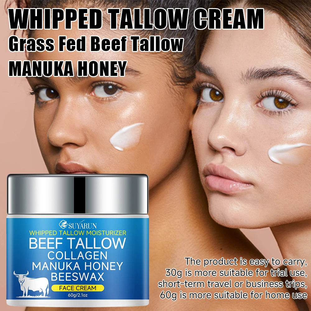 SUYARUN Natural Tallow Cream with Olive Oil & Raw Honey - Nourishing Anti-Aging Face Moisturizer for Dry Skin. Oasis Select