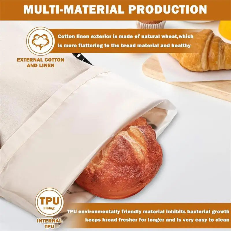 1PCS Cotton Bread Bags for Homemade Bread Reusable Eco Friendly Food Storage for Kitchen Picnic and Bakery Use Oasis Select