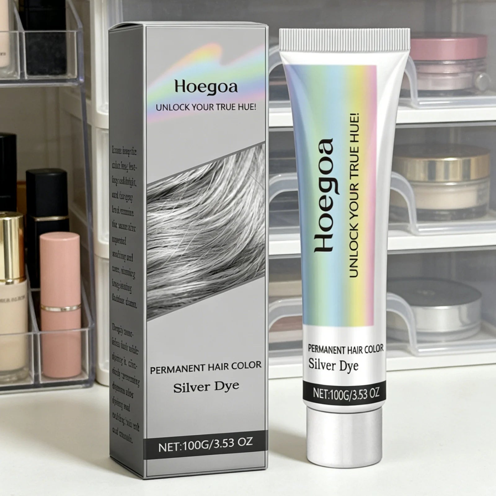 Hoegoa Silver Hair Dye Cream – Nourishing Long-Lasting Color 100g Silver Hair Dye Cream Oasis Select