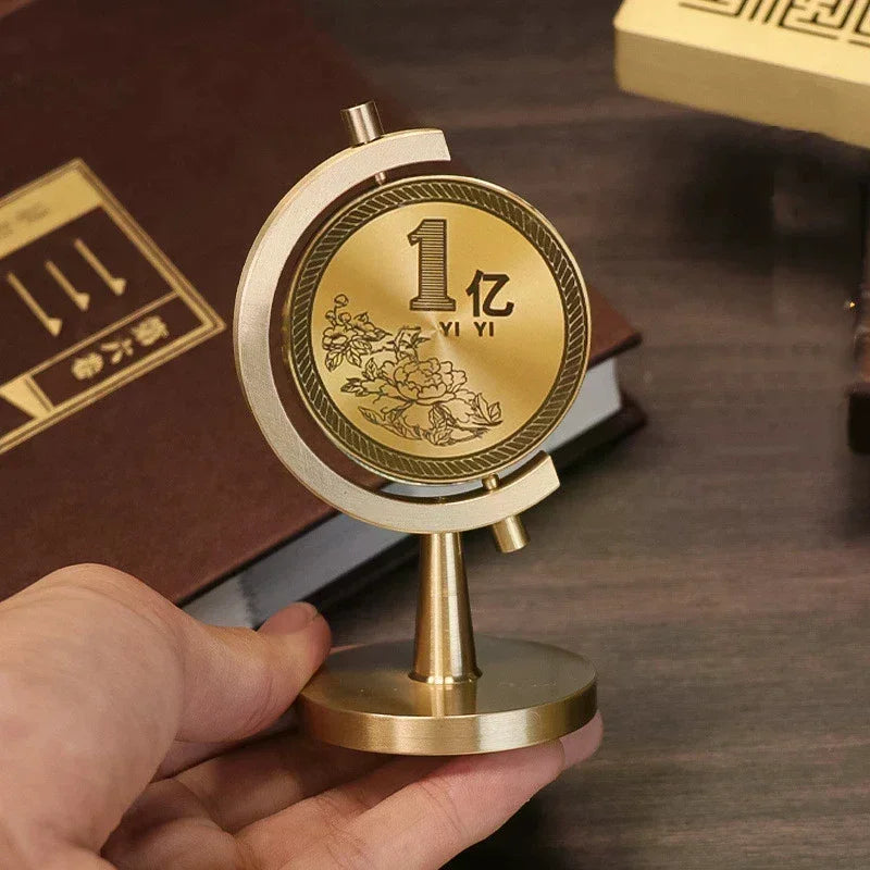 Brass 100 Million Small Target Spinning Desktop Light Stress Relief Office Living Room Decorative Craft Ornament Luxury Design Oasis Select