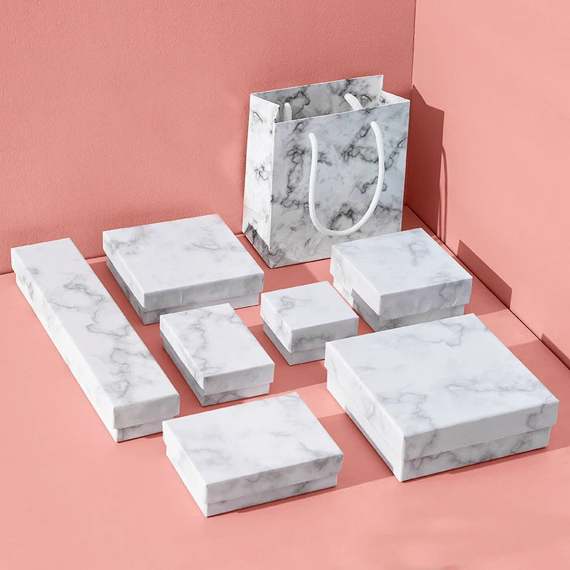 1PCS Marbling Jewelry Box Gifts Packaging Box Bracelet Necklace Ring Earring Box For Wedding Birthday Party Accessories Oasis Select