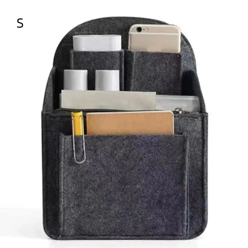 Portable Backpack Felt Insert Small Bag Cosmetic Bags Makeup Organizer Interior Travel Bag Divider Shoulder Bag Fit Various Bags Oasis Select S Dark gray