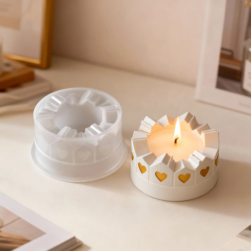 DIY Home Decor Round Candle Holder Silicone Mold Love Ring House Flowerpot Making Plaster Resin Molds Storage Container Casting Oasis Select