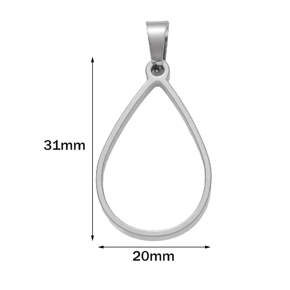 5pcs Stainless Steel Open Back Resin Molds Pendants Blanks Frame Hollow Bezel Charms for Earrings Necklace Bracelet DIY Making Oasis Select ST 20X31mm