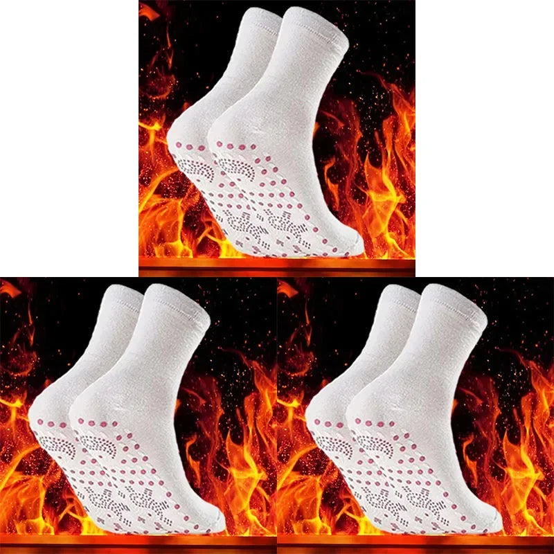 9/6/3/1Pairs Magnetic Socks Self Heating Therapy Magnetic Therapy Pain Relief Socks Woman Men Self-Heating Socks Oasis Select 3 pairs-white