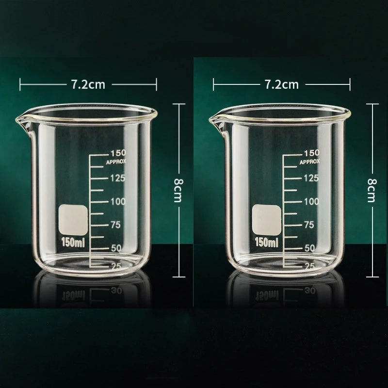 50/1000ML 2PCS Glass Measuring Cup Durable Clear Scale Jugs Heat-resisting Laboratory Beaker Kitchen Baking Liquid Container Oasis Select 150ml 2pcs 50-1000ml