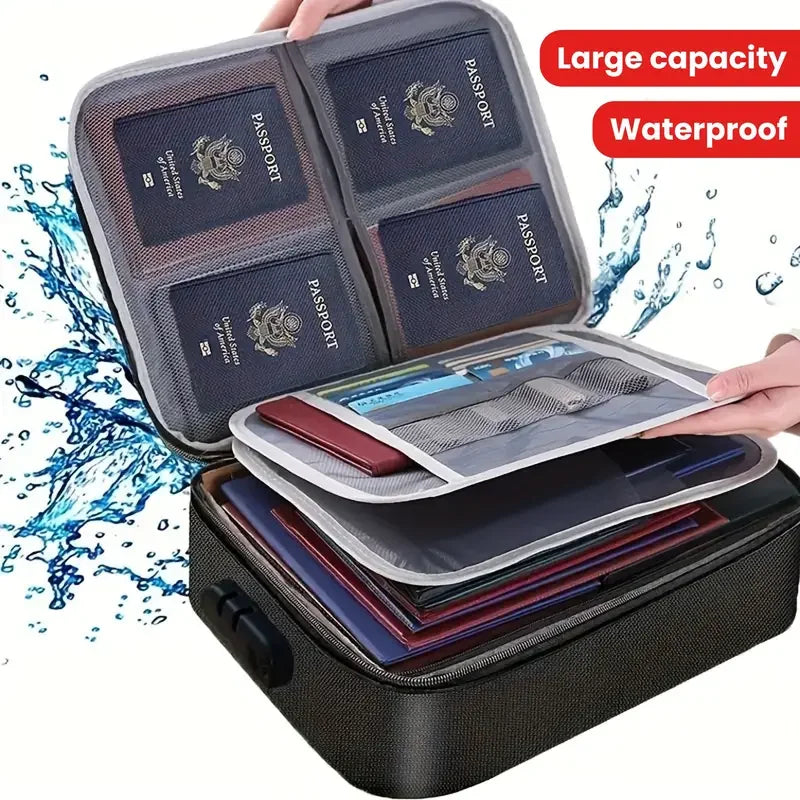 1pc Document Storage Bag Lock Waterproof Document Bag Office Large Capacity ID Bag Business Card Bag Bill Document Organizer Bag Oasis Select