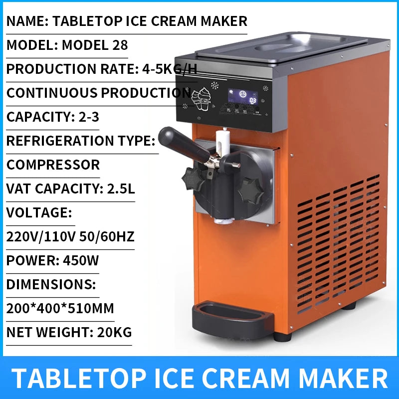 Commercial Tabletop Sundae Ice Cream Machine – 3.8L 450W