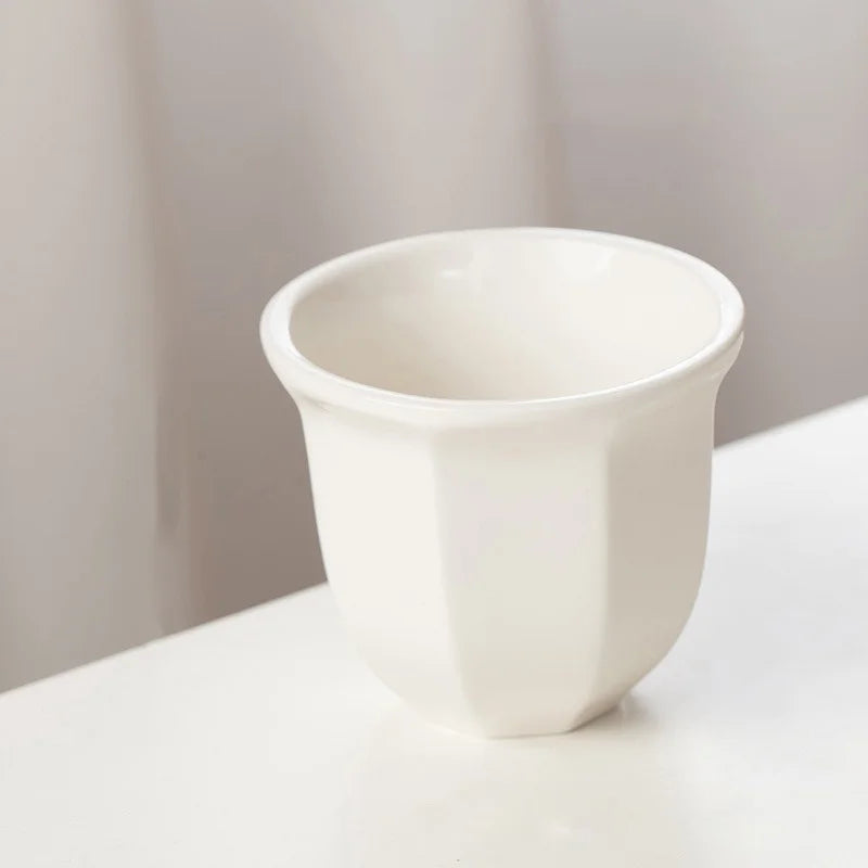180ml/250ml Coffee Cup Hand Held Espresso Cup Vintage Middle Eastern Ceramics Candle Porcelain for Household New Pottery Tea Cup Oasis Select White 180ML