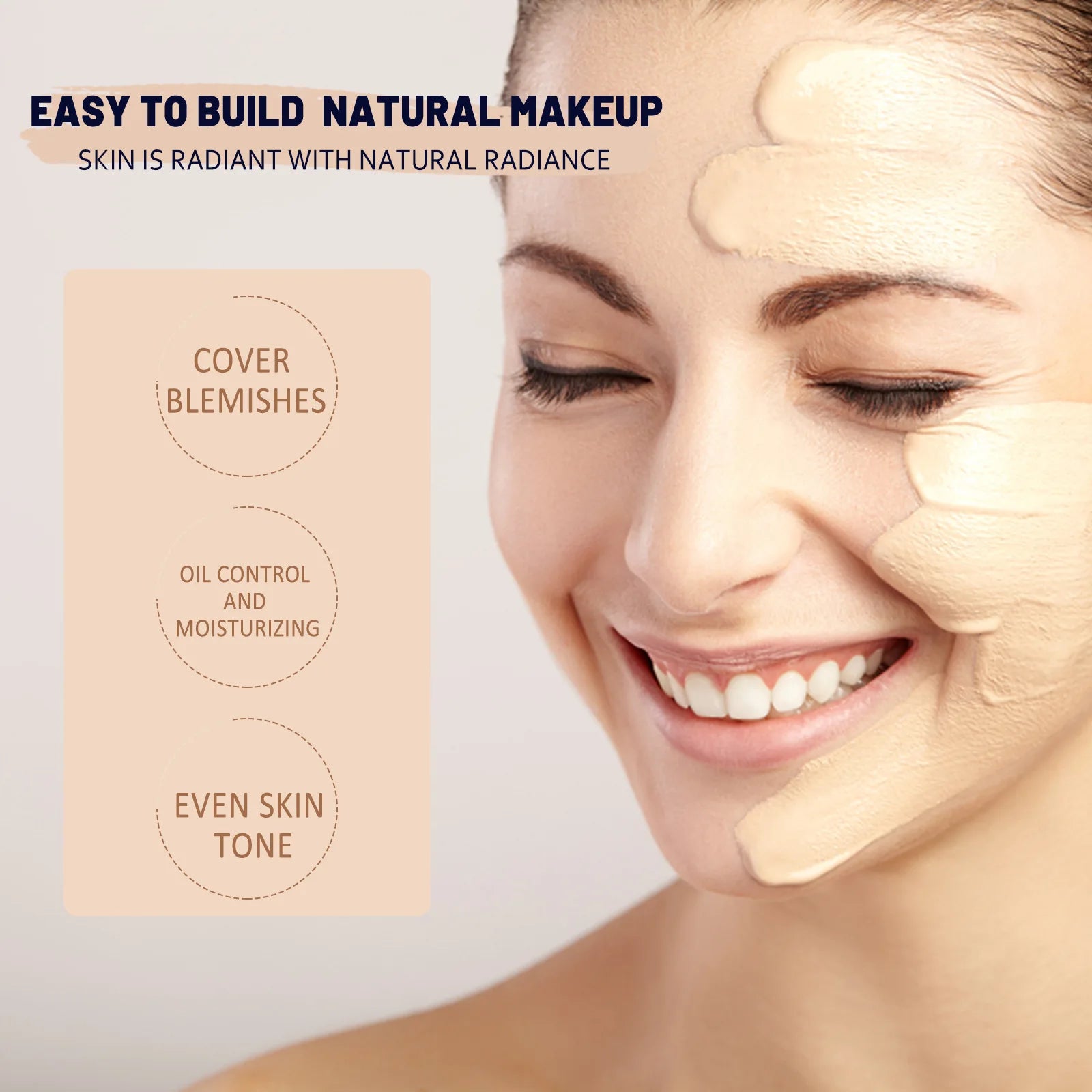 CC Foundation Cream Natural Moisturizing Waterproof Brightening Foundation Concealer Coverage Blemish Oil-control Lasting Makeup Oasis Select